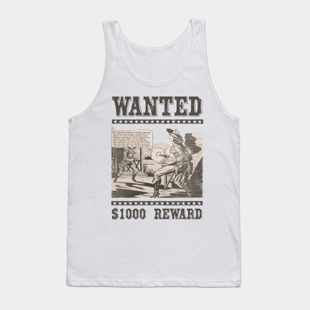 Wild West Retro Cowgirl Cowboy Comic Book Wanted Poster Sepia Tank Top by kolakiss